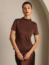 [Café] SilkSilky-FR Short Sleeve Femme T-Shirt 008
