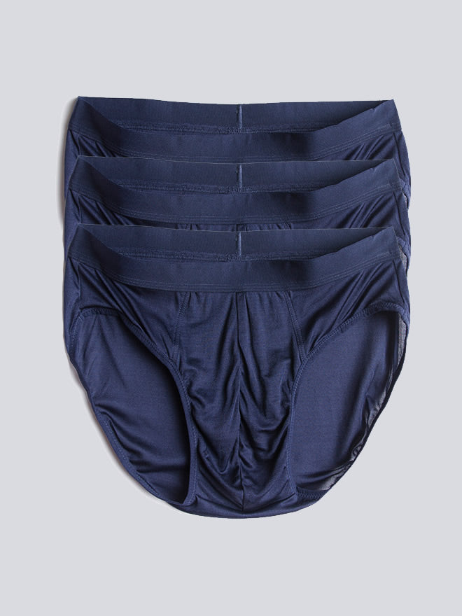 [Bleu Foncé] SilkSilky-FR Pure Soie Mens Underwear 005