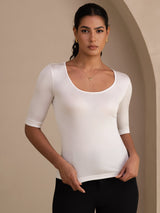 [Blanc] SilkSilky-FR Half Sleeve Femme T-Shirt 006