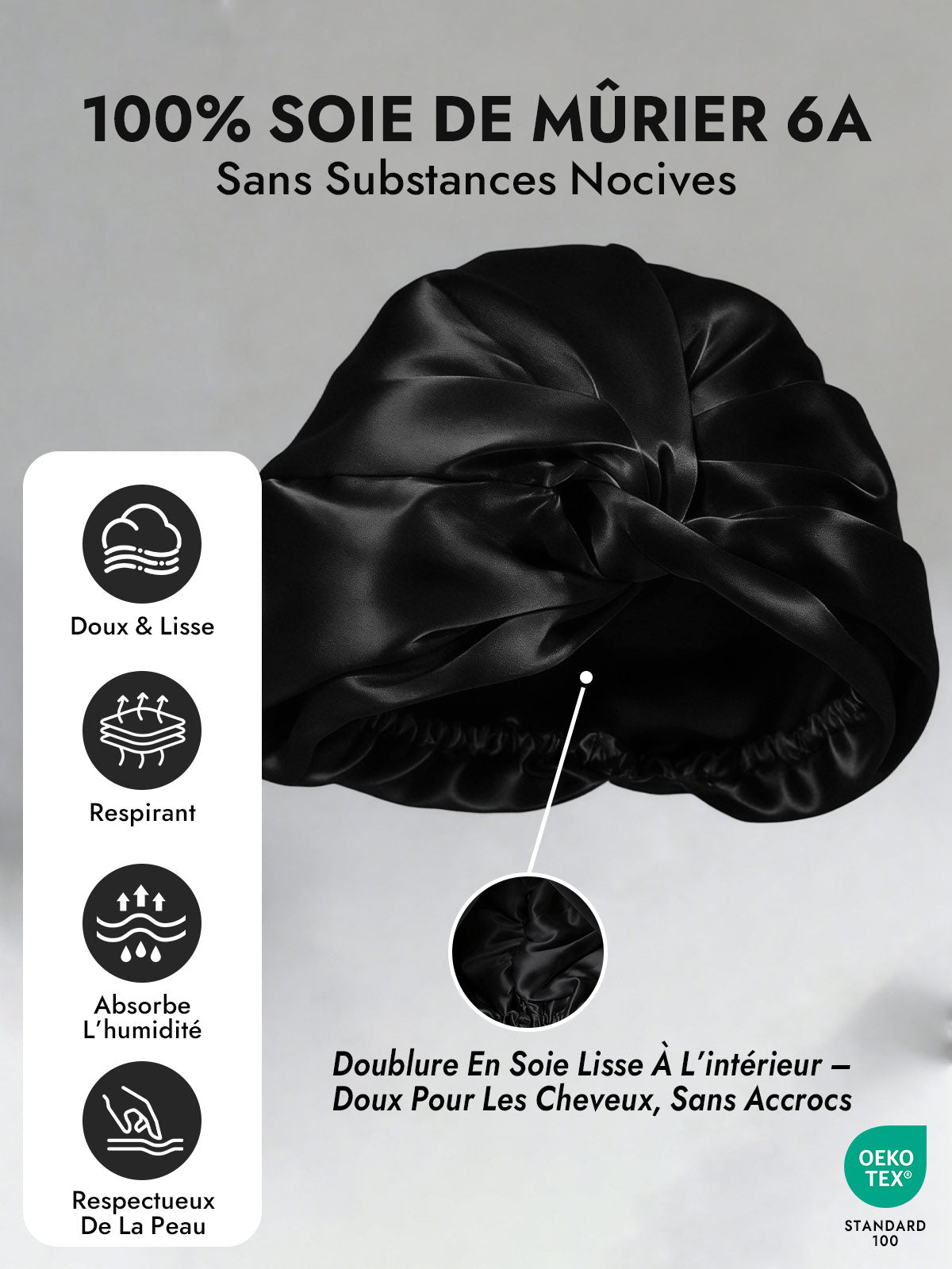 [Noir] SilkSilky-FR Bonnets de Nuit 003