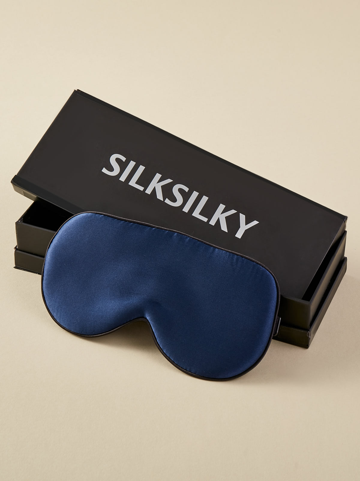 SilkSilky FR 19Momme Pure Soie Eye Mask BleuFoncé 001