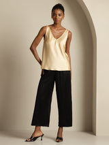[Champagne] SilkSilky-FR Sleeveless V Neck Top À Fines Brides 008