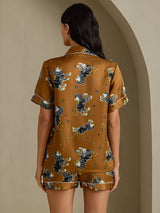 [Lion Brun] SilkSilky-FR Short Sleeve Notch Collar Femme Pyjamas 002