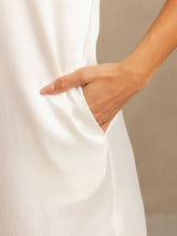 [Blanc] SilkSilky-FR 19Momme Sans manches Encolure Dégagée Chemises de nuit 005