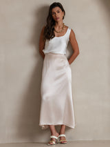 [Blanc] SilkSilky-FR Sleeveless Top À Fines Brides 007