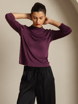 [Violette] SilkSilky-FR Soie Col Haut Femme T-Shirt 007