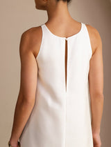 [Blanc] SilkSilky-FR Sleeveless Crew Neck Robes 004