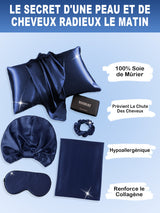 [Bleu Foncé] SilkSilky-FR 19Momme Pillowcase Set 002
