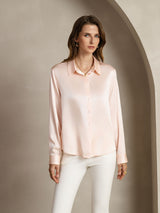 [Rose Clair] SilkSilky-FR Long Sleeve Lapel Collar Femme Chemise 001