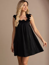 [Noir] SilkSilky-FR Sleeveless Square Neck Chemises de nuit 001