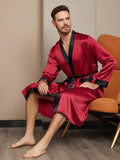 SilkSilky FR Pure Soie Manches longues Mens Robe RougeVineux 004