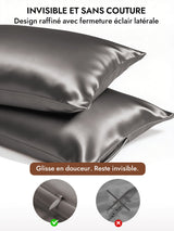 [Gris Foncé] SilkSilky-FR 30Momme Taies d'Oreiller 006