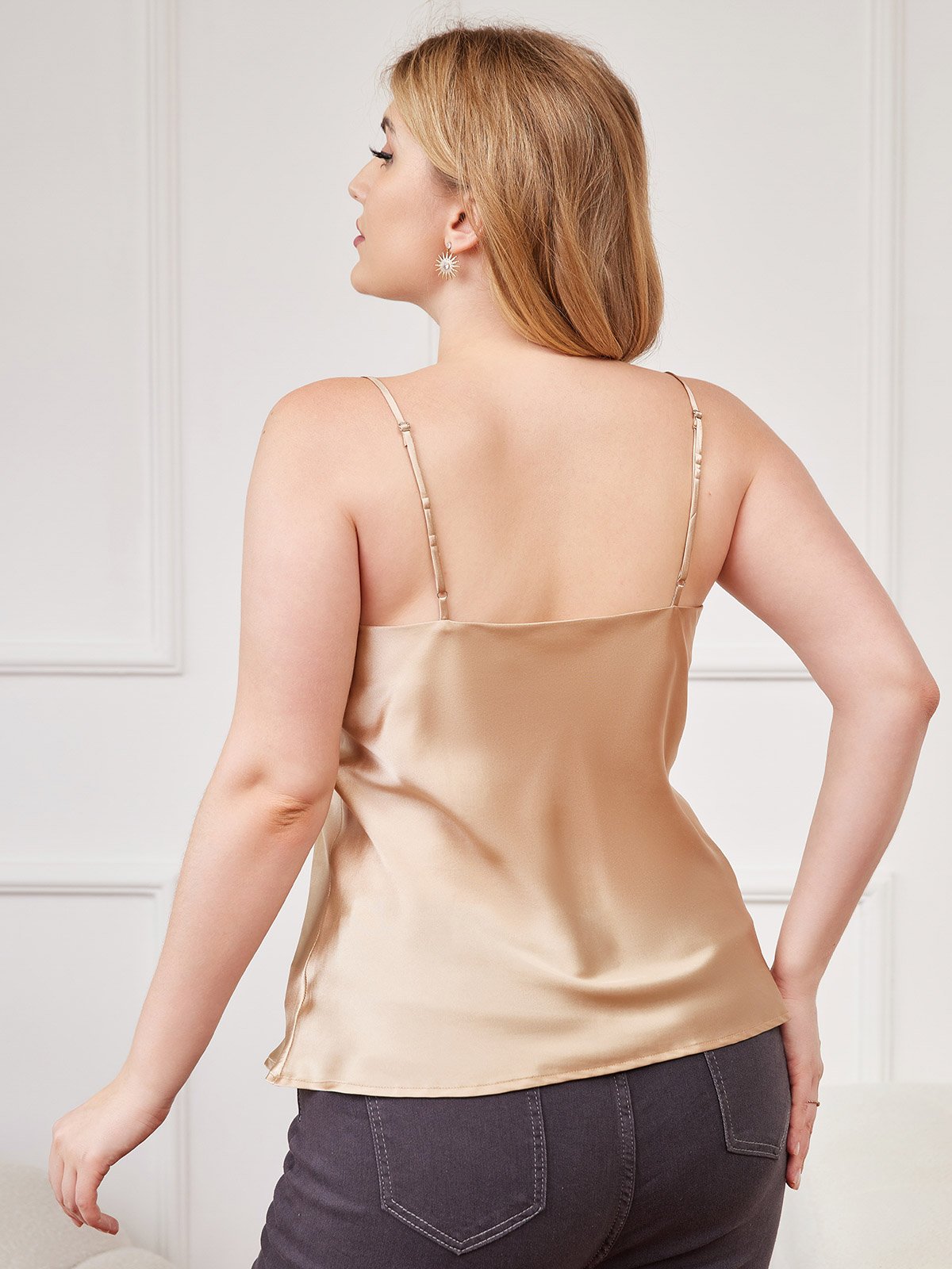 [Champagne] SilkSilky-FR Fines Brides Col V Top À Fines Brides grandes tailles 002