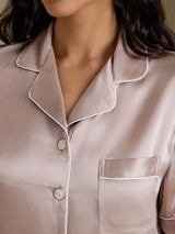 [Gris Ombre] SilkSilky-FR Short Sleeve Lapel Collar Femme Pyjamas 005