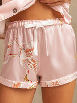 [Rose] SilkSilky-FR Short Sleeve Lapel Collar Femme Pyjamas 005