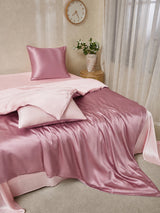 [MauvePâle+RoseClair] SilkSilky-FR Parure de Lit Soie 001