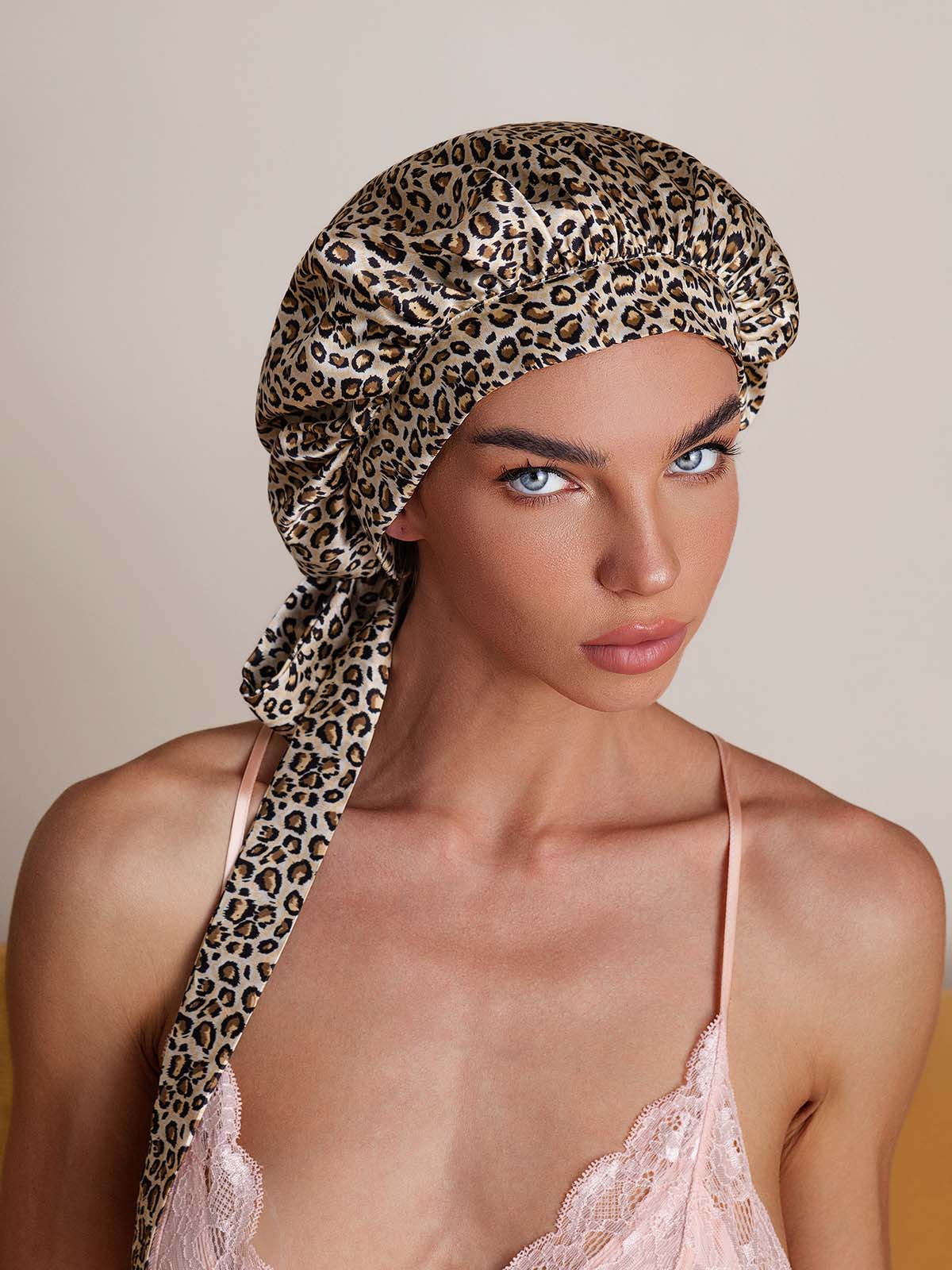 [Leopard] SilkSilky-FR Pure Soie Sleep Cap 005