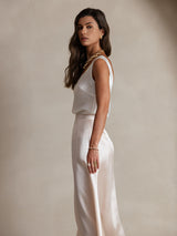 [Blanc] SilkSilky-FR Sleeveless Top À Fines Brides 004