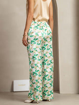 [Floral Vert] SilkSilky-FR 19Momme Soie Womens Pants 002