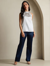 [Gris Clair] SilkSilky-FR Sleeveless Halter Femme T-Shirt 005