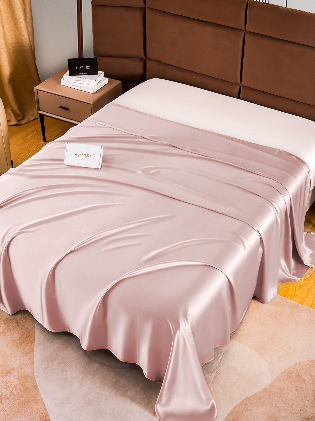 SilkSilky FR 22Momme Pure Soie Sheet MauvePâle 003