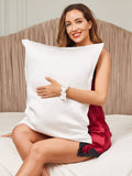 SilkSilky FR 19Momme Pure Soie Pillowcase Set Blanc 001