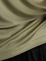 [Herbe Sèche] SilkSilky-FR 100% Silk Jersey Short Sleeve Mock Neck Femme T-Shirt 005