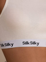 [Blanc] SilkSilky-FR Sleeveless Crew Neck Top À Fines Brides 006