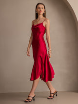 [Rouge Vineux] SilkSilky-FR Fines Brides Col Bénitier Robes 006