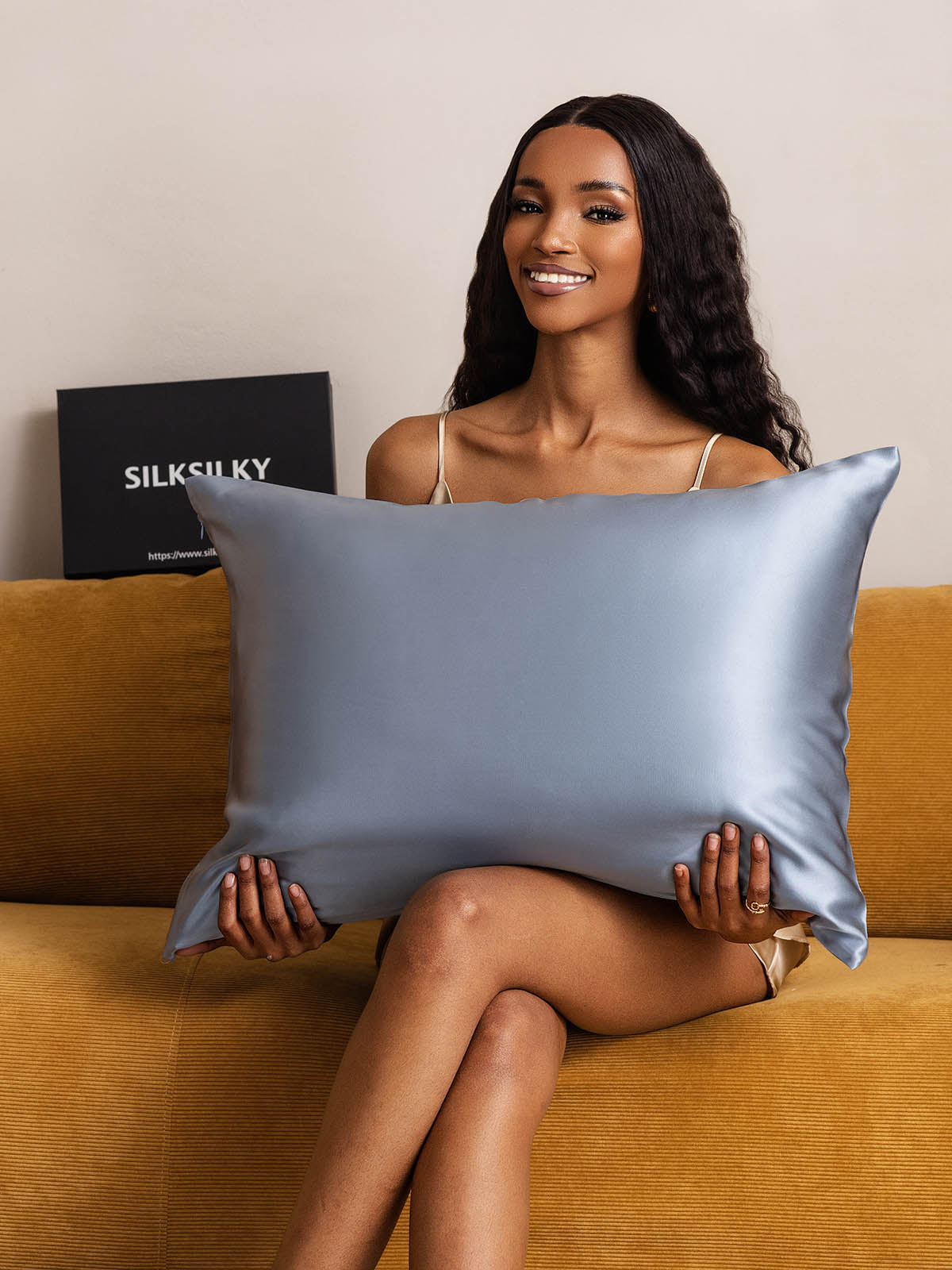 [Bleu Grisâtre] SilkSilky-FR 22Momme Pure Soie Pillowcase 001