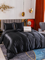 [Noir] SilkSilky-FR Parure de Lit Soie 001