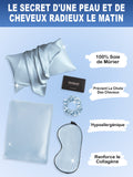 SilkSilky FR 19Momme Pure Soie Pillowcase Set BleuClair 002