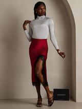 [Gris Clair] SilkSilky-FR Manches longues Col Roulé Femme T-Shirt 005