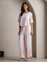 [Rose] SilkSilky-FR Manches mi-longues Col Rond Femme Pyjamas 006