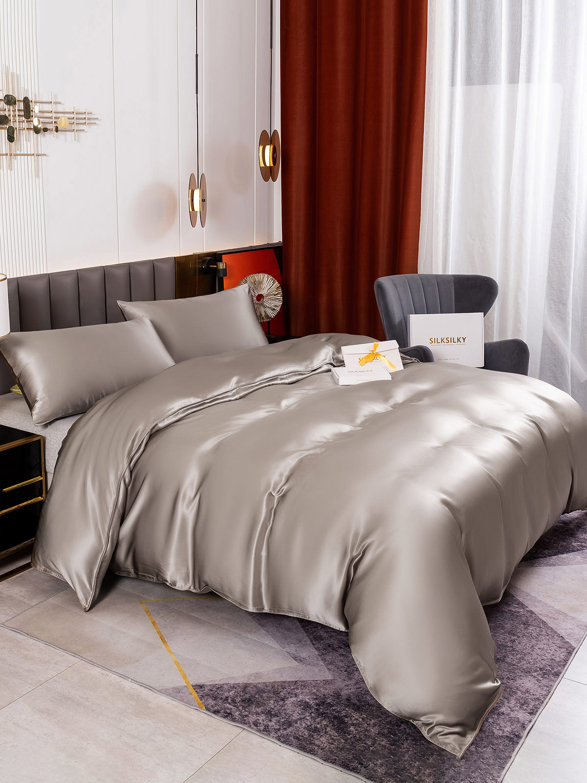 [Gris] SilkSilky-FR 19Momme Bedding Set 004