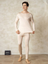 [Tan] SilkSilky-FR Long Sleeve Round Neck Sous Vêtements Longs Homme 003