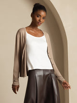 [Tan] SilkSilky-FR Long Sleeve Cardigan Femme 003