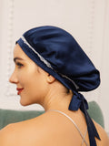 SilkSilky-FR Pure Soie Sleep Cap BleuFoncé 001