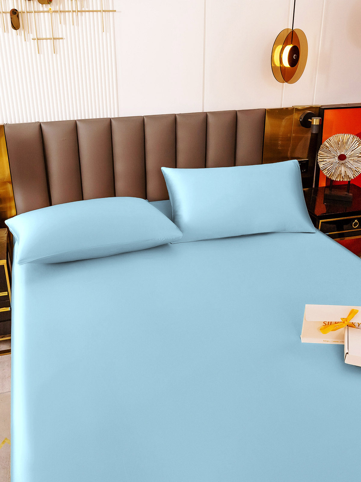 [Bleu Clair] SilkSilky-FR 19Momme Pure Soie Bedding Set 005