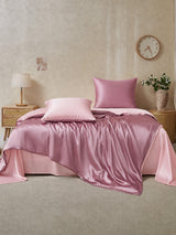 [MauvePâle+RoseClair] SilkSilky-FR Parure de Lit Soie 002