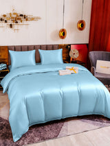 [Bleu Clair] SilkSilky-FR Parure de Lit Soie 005