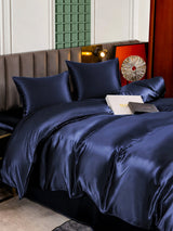 [Bleu Foncé] SilkSilky-FR Parure de Lit Soie 005