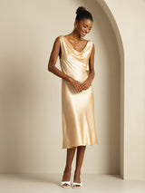 [Champagne] SilkSilky-FR Sleeveless Cowl Neck Robes 008