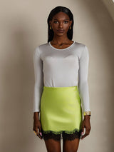 [Gris Clair] SilkSilky-FR Manches longues Col Rond Femme T-Shirt 005