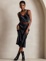 [Noir] SilkSilky-FR Sans manches Encolure Dégagée Robes 001