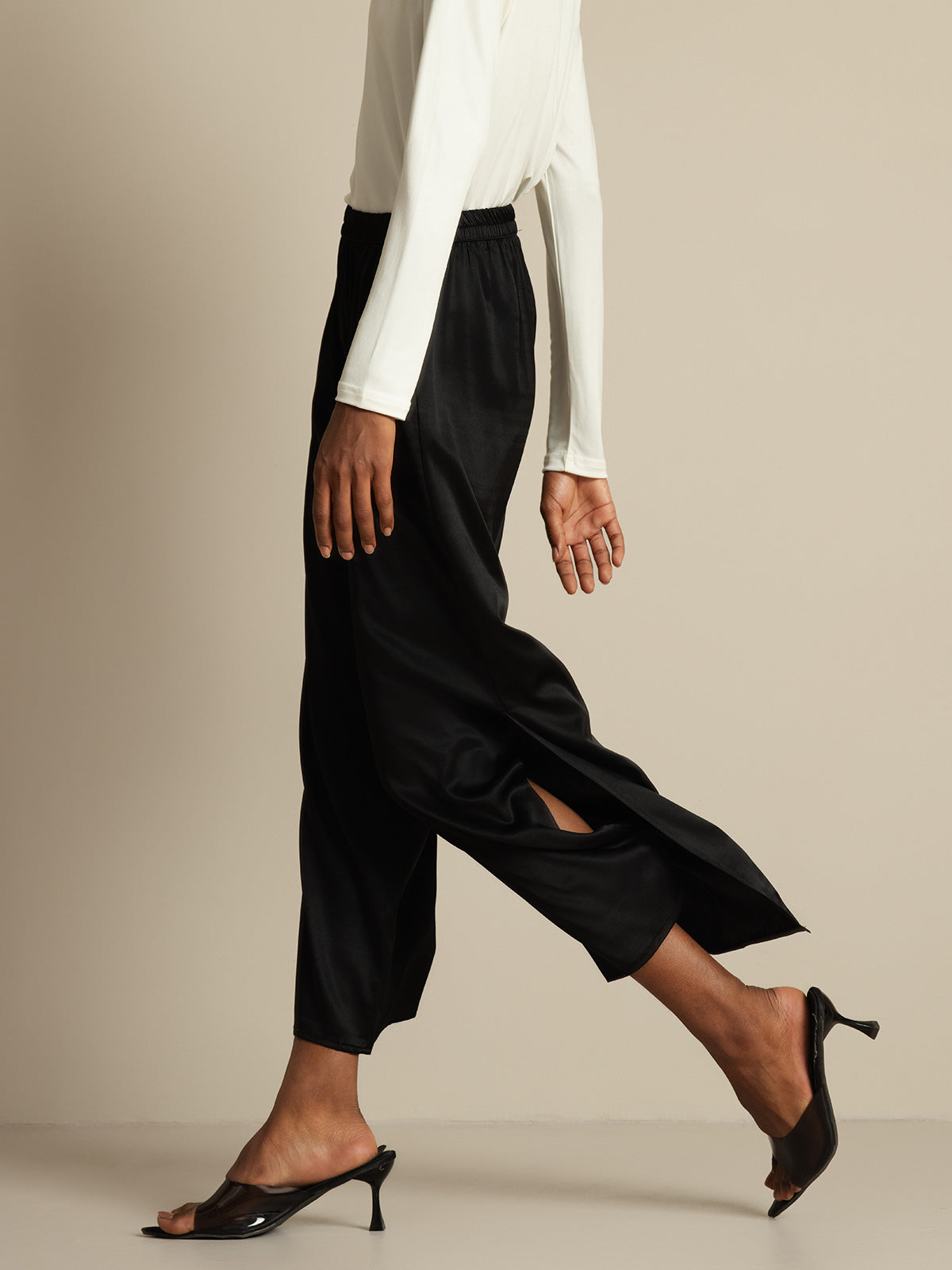 [Noir] SilkSilky-FR 19Momme Soie Womens Pants 003