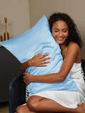 SilkSilky-FR 19Momme Pure Soie Pillowcase BleuClair 002