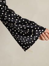 [Pois] SilkSilky-FR 19Momme Soie Bell Sleeve Col Rond Blouse 006