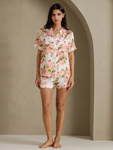 [Pivoine Blanche] SilkSilky-FR Short Sleeve Notch Collar Femme Pyjamas 006