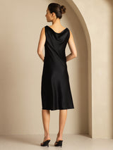 [Noir] SilkSilky-FR Sleeveless Cowl Neck Robes 002